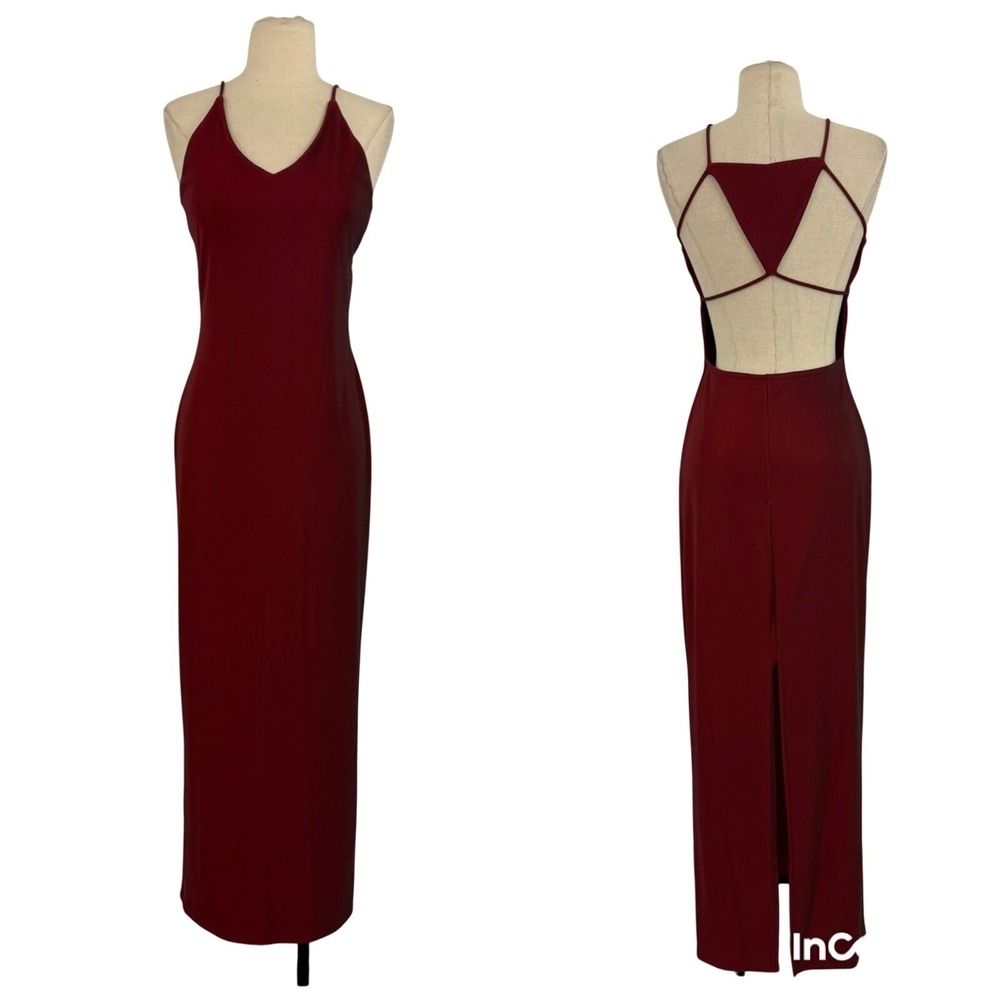 Vtg 90s Y2K Candy Rocket‎ Maxi Dress Sz S/M Burgundy Whimsy Goth Fairy Vampire